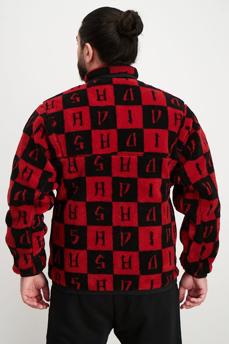 Adidas Men Sportswear Fit Textured Reversible Jacket, Black/Red - Image 4